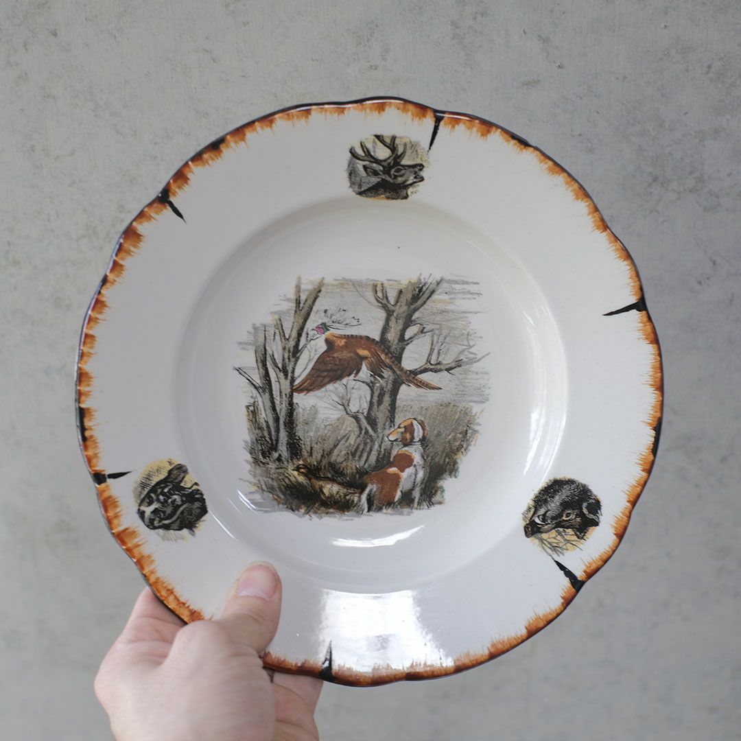 アンティーク スープ皿 フランス LINCOLOR G.BRACHET アンティーク食器 絵皿1