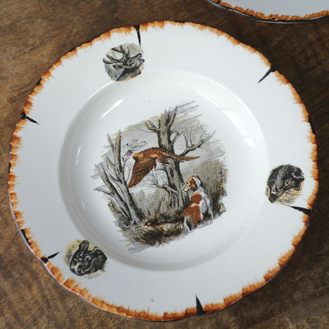 アンティーク スープ皿 フランス LINCOLOR G.BRACHET アンティーク食器 絵皿6