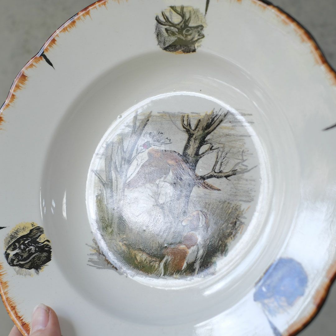 アンティーク スープ皿 フランス LINCOLOR G.BRACHET アンティーク食器 絵皿9