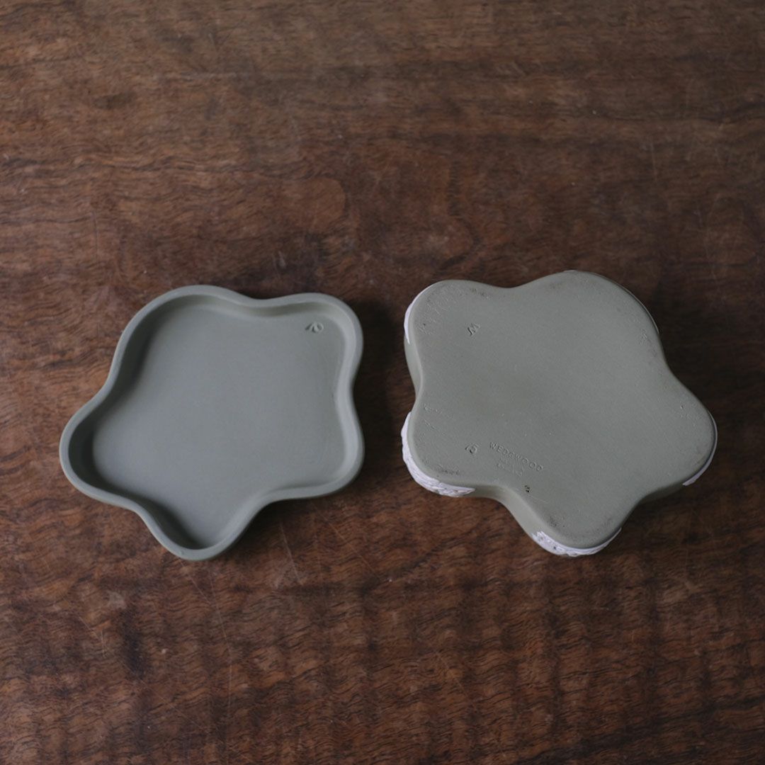 ヴィンテージ WEDGWOODジャスパー小物入れ グリーン ストーンウェア6