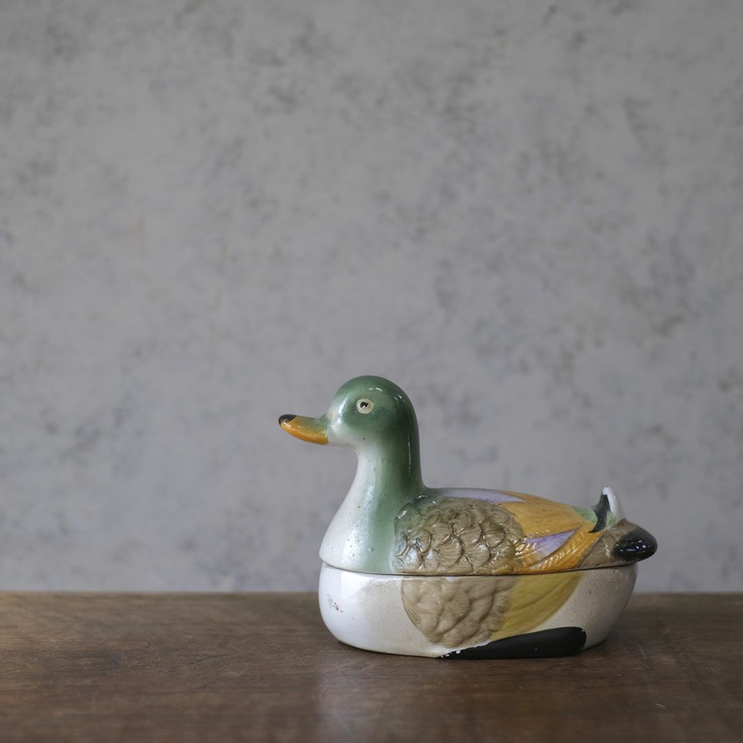 ヴィンテージ ダックテリーヌポット フランス 陶器 鴨