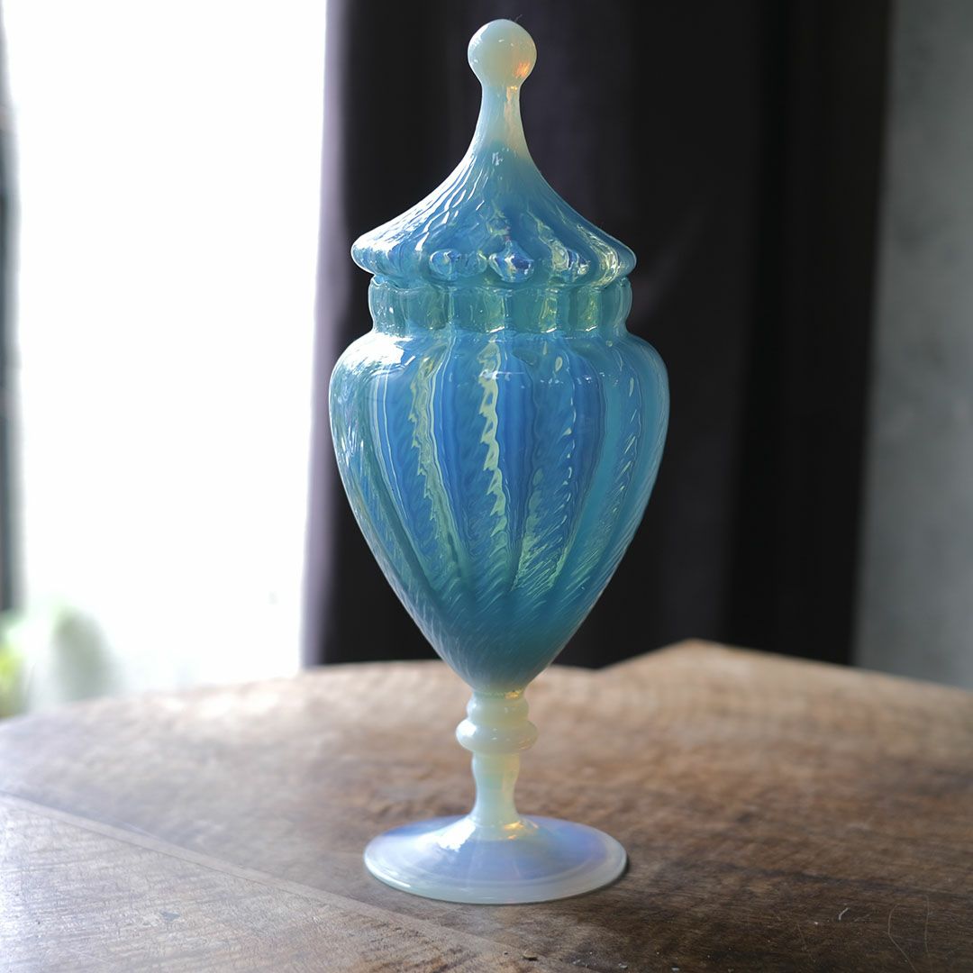 アンティークオパールセントポット イギリス オブジェ