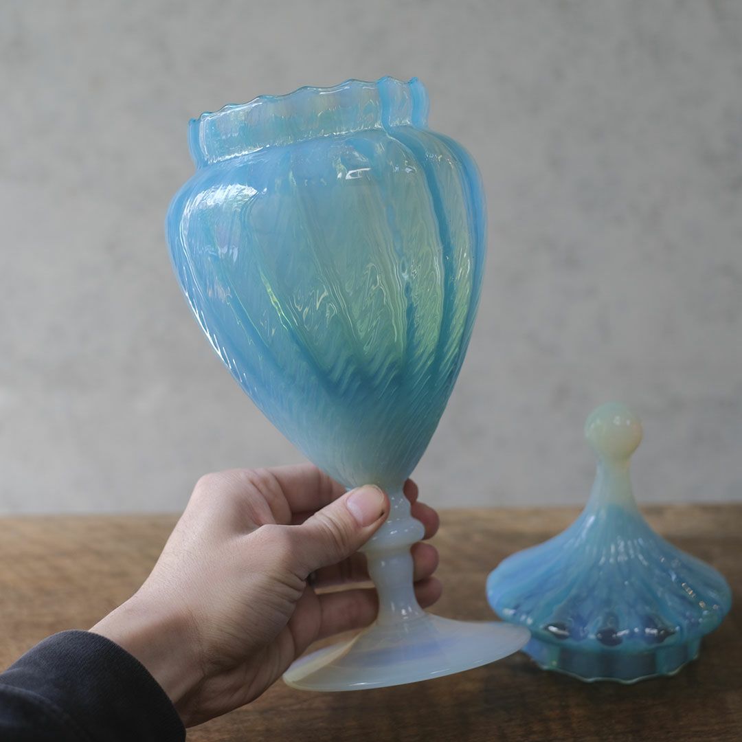 アンティークオパールセントポット イギリス オブジェ4