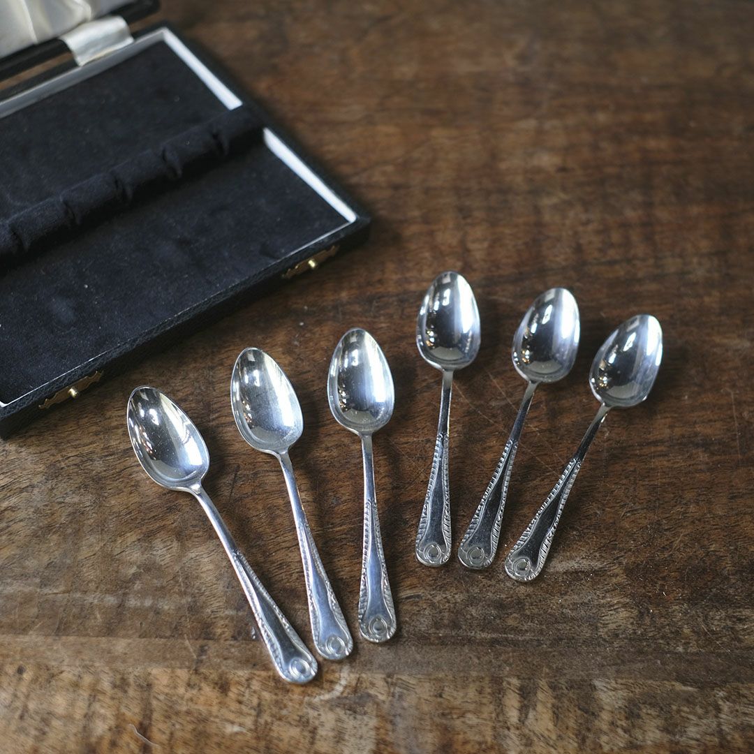 アンティーク ティースプーンセット 専用ボックス イギリス 銀メッキ シルバープレート4