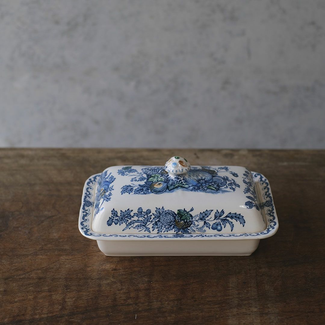 アンティークバターディッシュ MASON メイソン イギリス 陶器 シノワズリ1