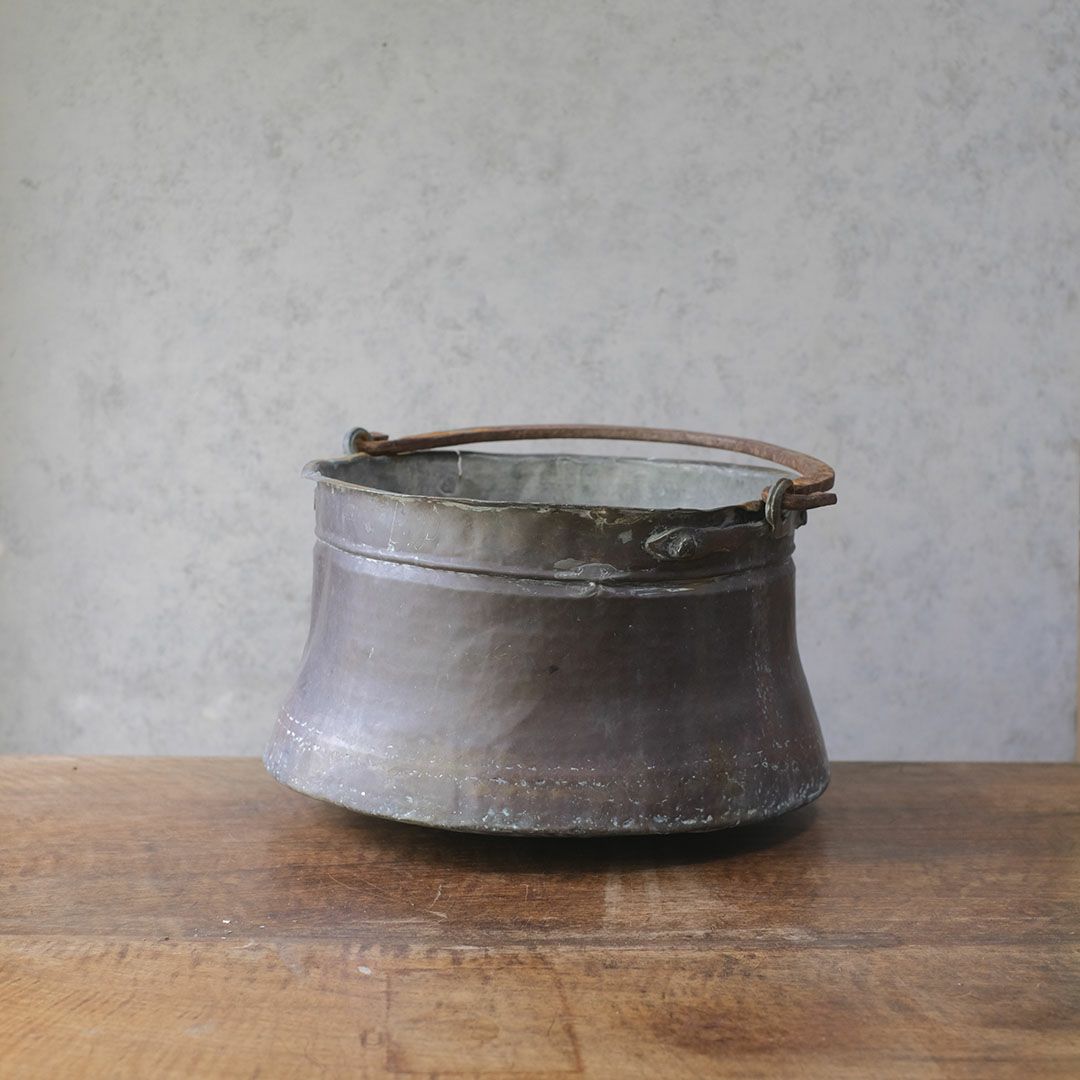 アンティーク 銅鍋 イギリスで19世紀中期に作られたコッパー製の古い大鍋 コルドロン アンティーク雑貨