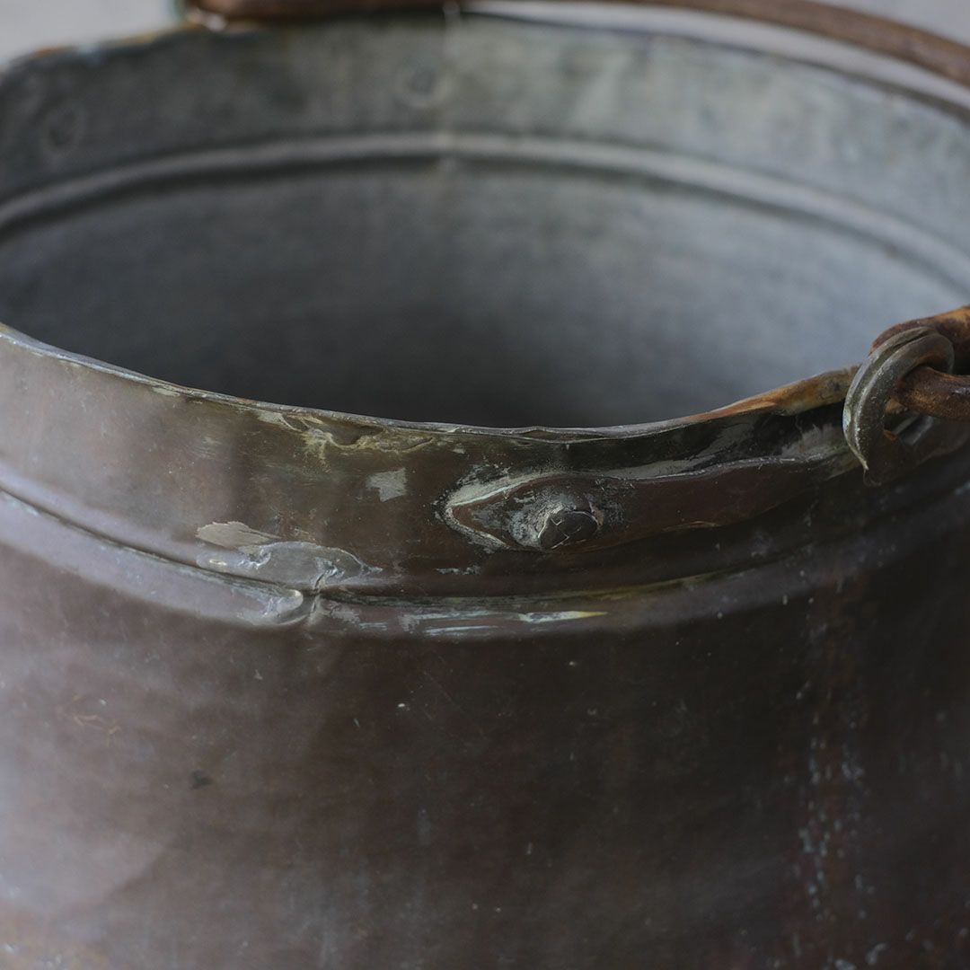 アンティーク 銅鍋 イギリスで19世紀中期に作られたコッパー製の古い大鍋 コルドロン アンティーク雑貨5