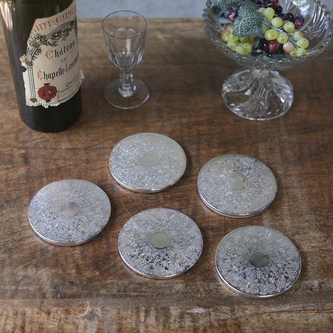 ヴィンテージコースター イギリス シルバープレート(バラ売り)1