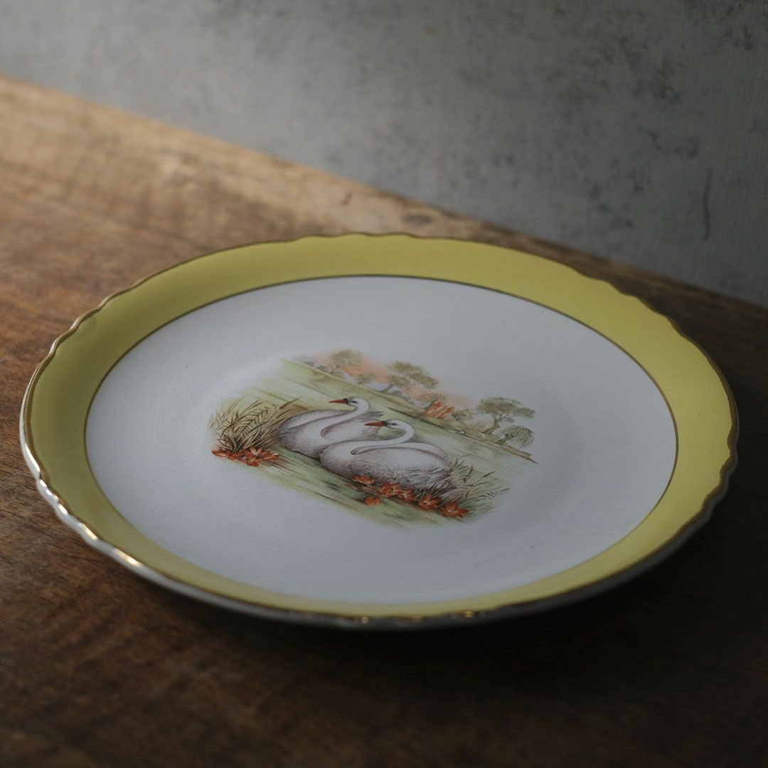 アンティーク皿 白鳥 フランス Moulin des Loups & Hamage ディナープレート アンティーク食器1