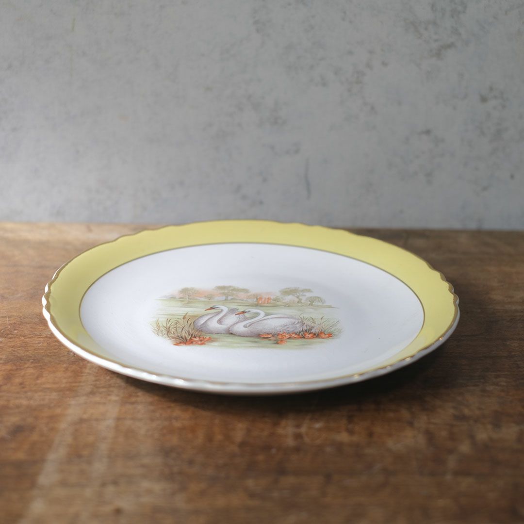 アンティーク皿 白鳥 フランス Moulin des Loups & Hamage ディナープレート アンティーク食器2