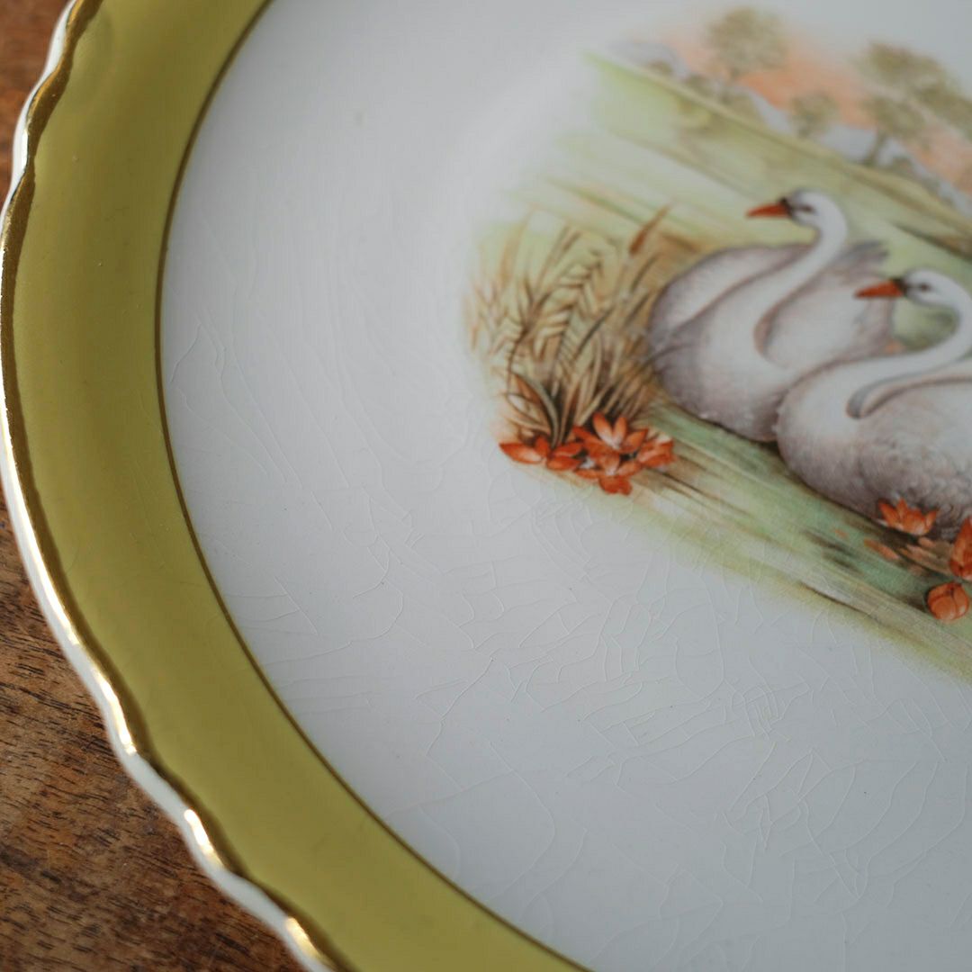 アンティーク皿 白鳥 フランス Moulin des Loups & Hamage ディナープレート アンティーク食器4