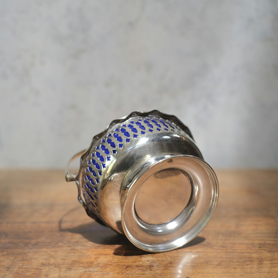 ヴィンテージシュガーバスケット ブルーグラス イギリス 銀メッキ7