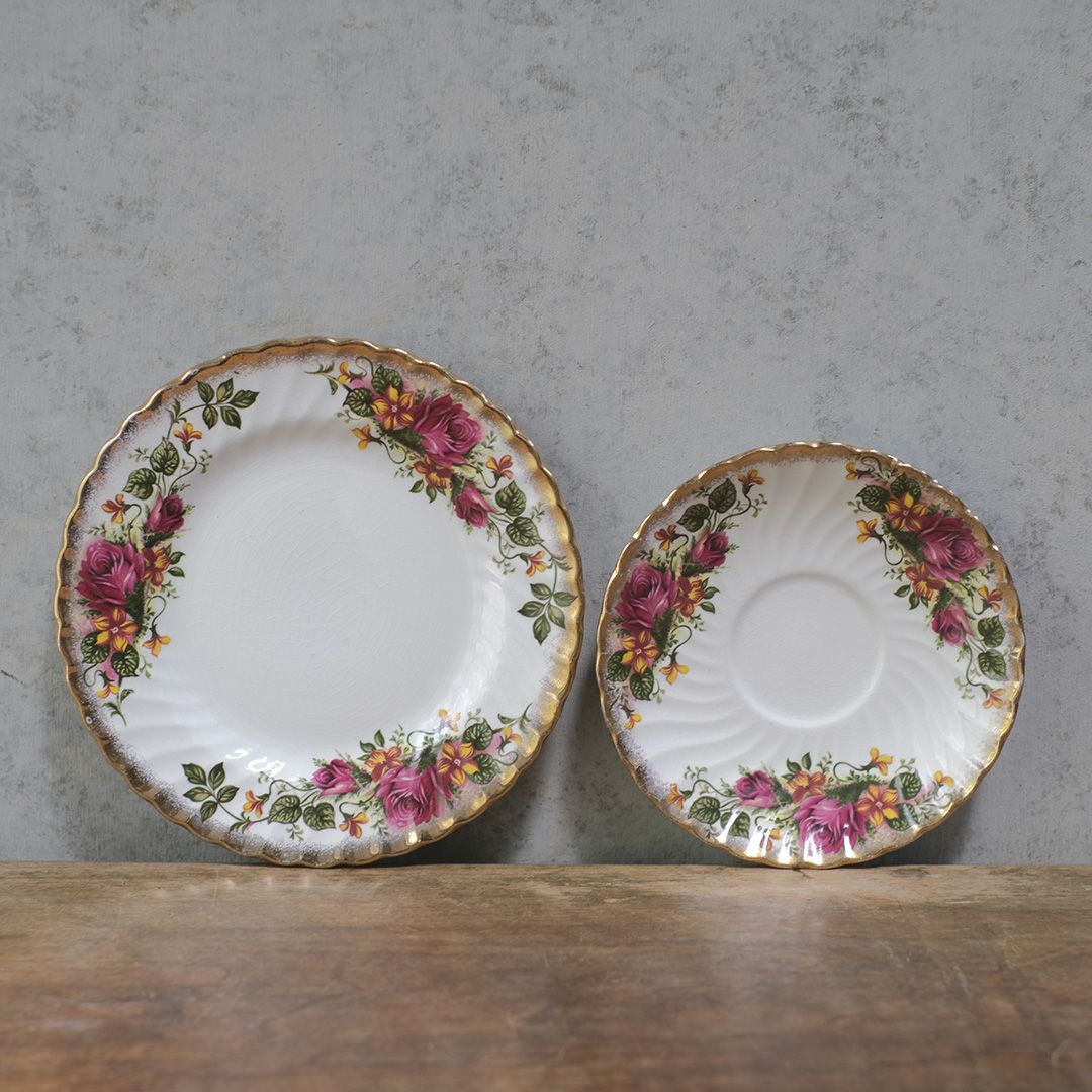 ヴィンテージ ティーカップトリオ Washington Pottery (Staffordshire) Ltd イングリッシュローズ 薔薇 アンティーク食器6