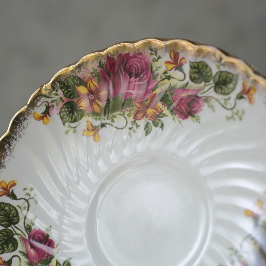 ヴィンテージ ティーカップトリオ Washington Pottery (Staffordshire) Ltd イングリッシュローズ 薔薇 アンティーク食器7