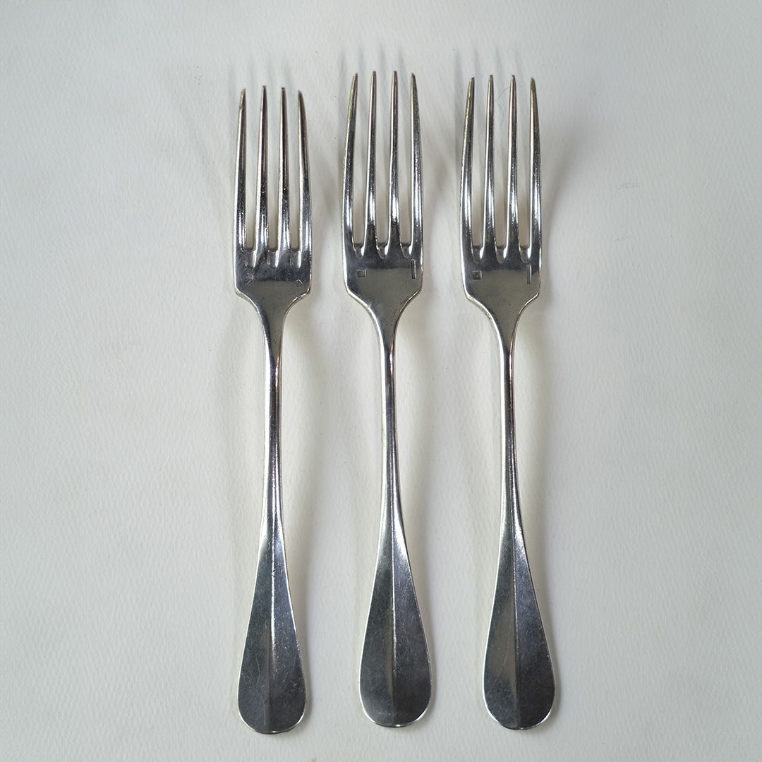 アンティークディナーフォーク フランス 銀メッキ シルバープレート4