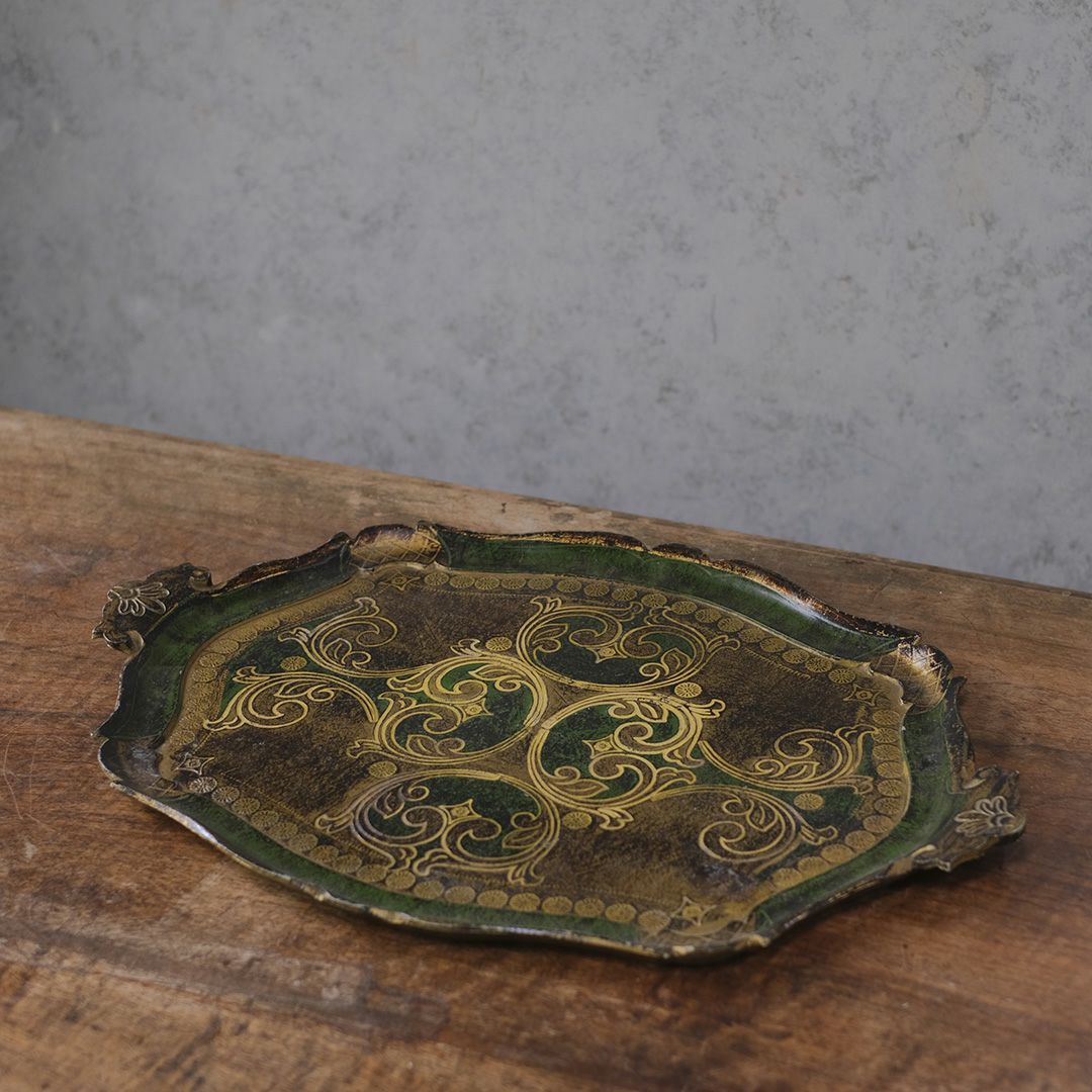 ヴィンテージ フローレンタイントレイ イタリア グリーン