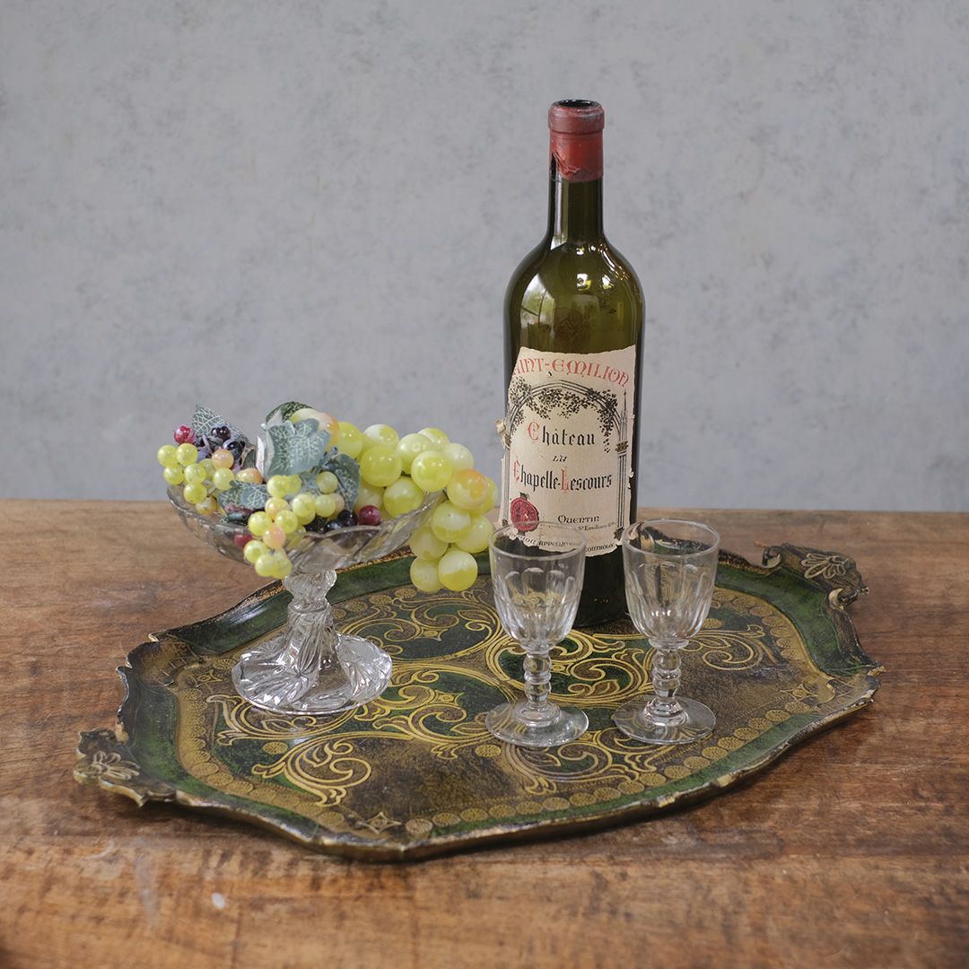 ヴィンテージ フローレンタイントレイ イタリア グリーン1