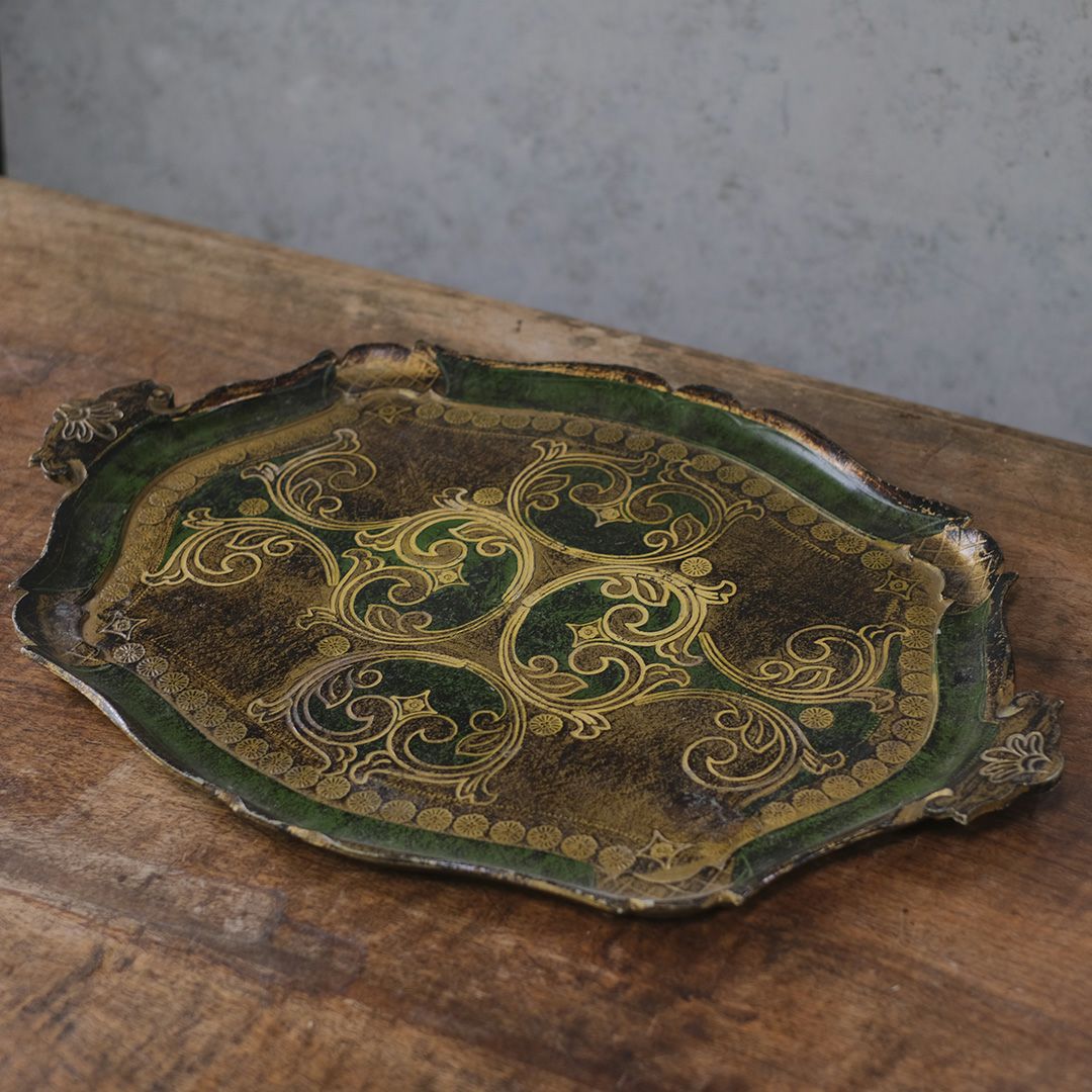 ヴィンテージ フローレンタイントレイ イタリア グリーン2