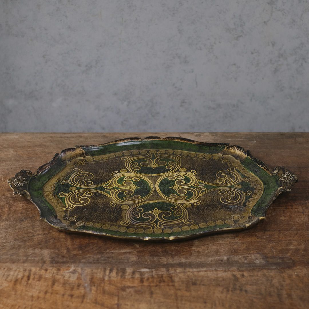 ヴィンテージ フローレンタイントレイ イタリア グリーン3