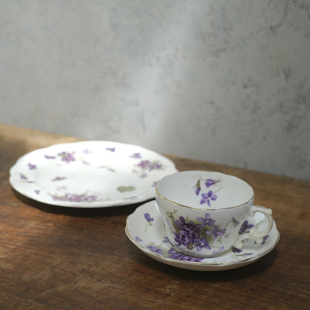 アンティークティーカップトリオ バイオレット 菫 イギリス2