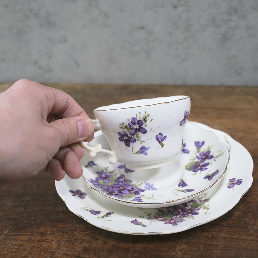 アンティークティーカップトリオ バイオレット 菫 イギリス4
