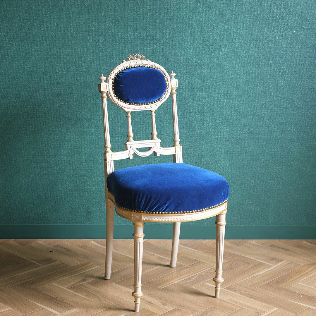 アンティークサロンチェア 青 椅子 フランス アンティーク家具3