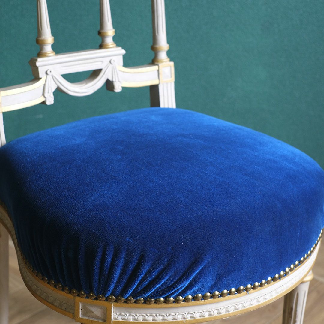 アンティークサロンチェア 青 椅子 フランス アンティーク家具5