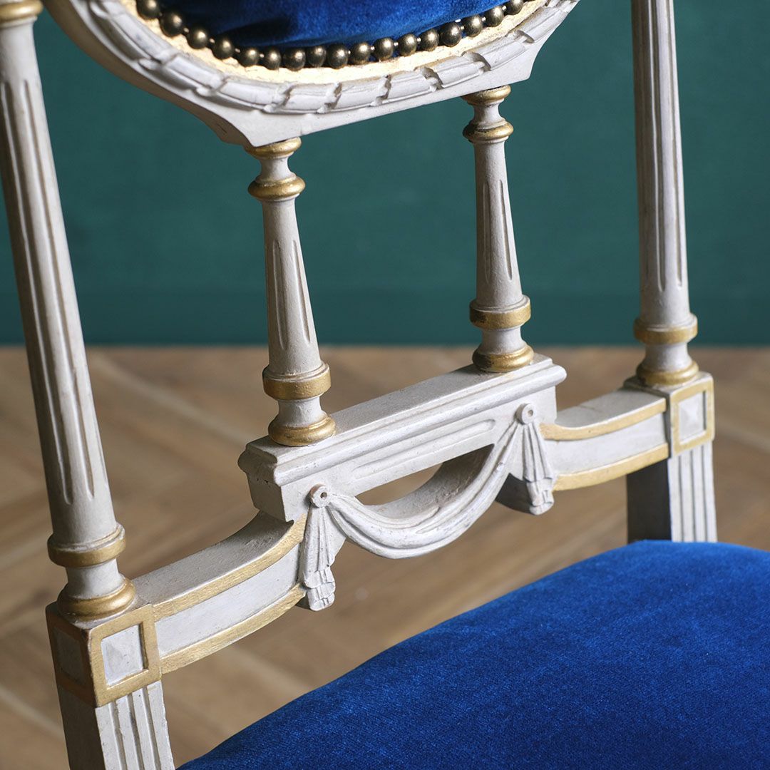 アンティークサロンチェア 青 椅子 フランス アンティーク家具7