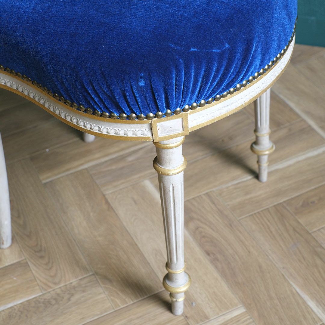 アンティークサロンチェア 青 椅子 フランス アンティーク家具10
