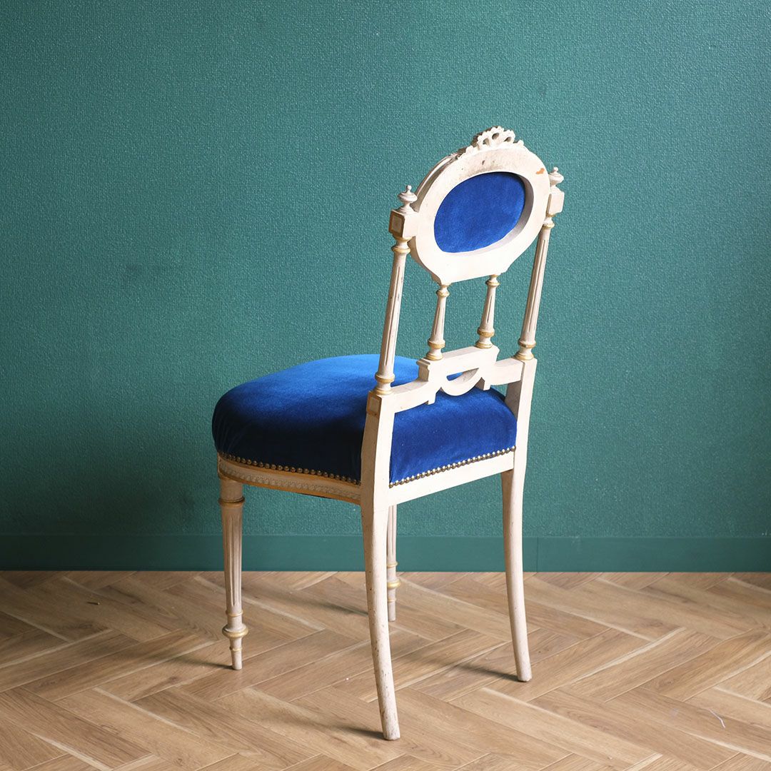 アンティークサロンチェア 青 椅子 フランス アンティーク家具13