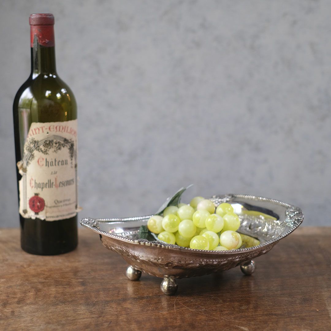 アンティークフルーツトレイ コンポート 脚付トレイ イギリス 銀メッキ