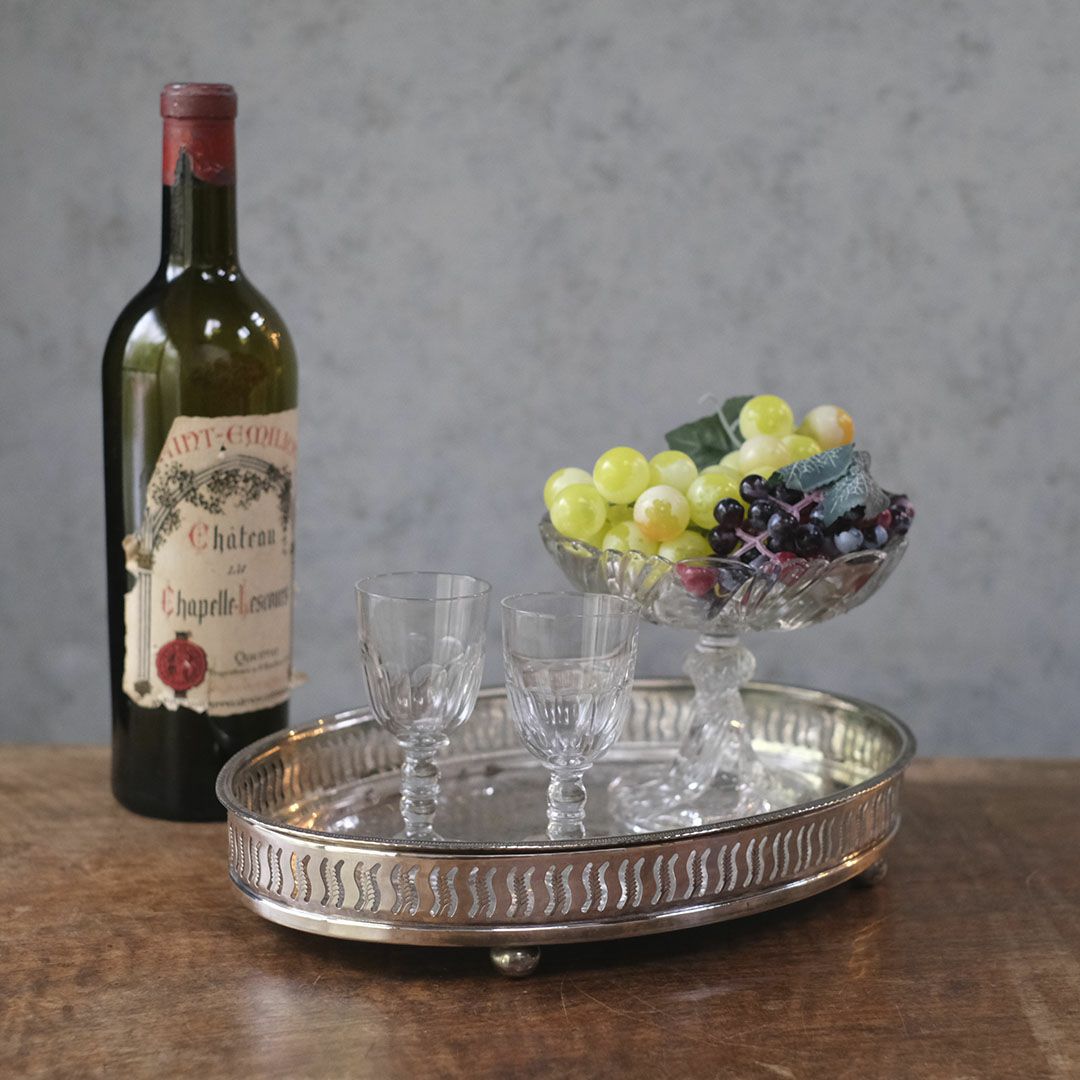 ヴィンテージトレイ イギリス シルバープレート お盆 銀メッキ