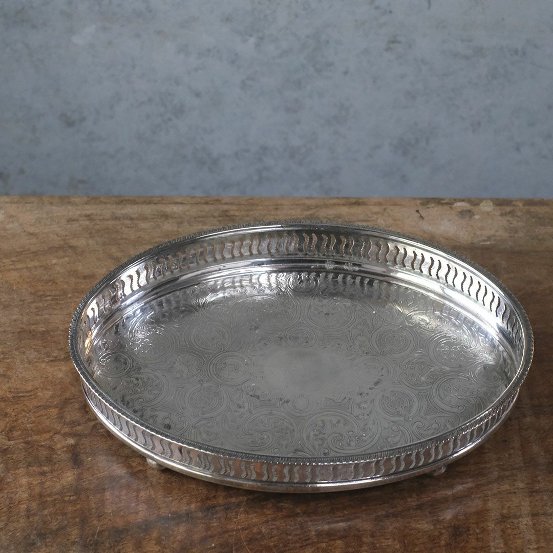ヴィンテージトレイ イギリス シルバープレート お盆 銀メッキ4