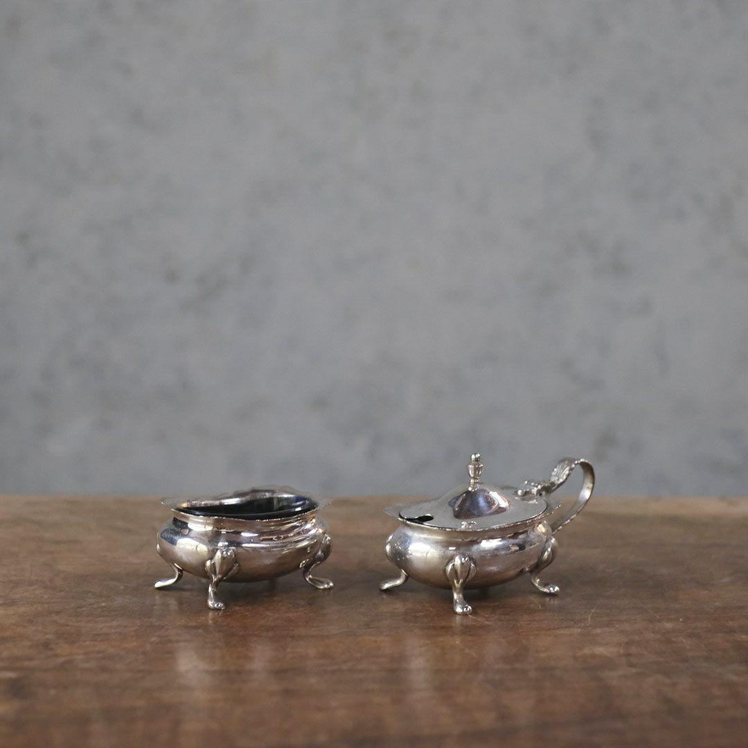 アンティーク シルバープレートスパイスボトル2点セット　イギリス製　調味料・薬味入れ