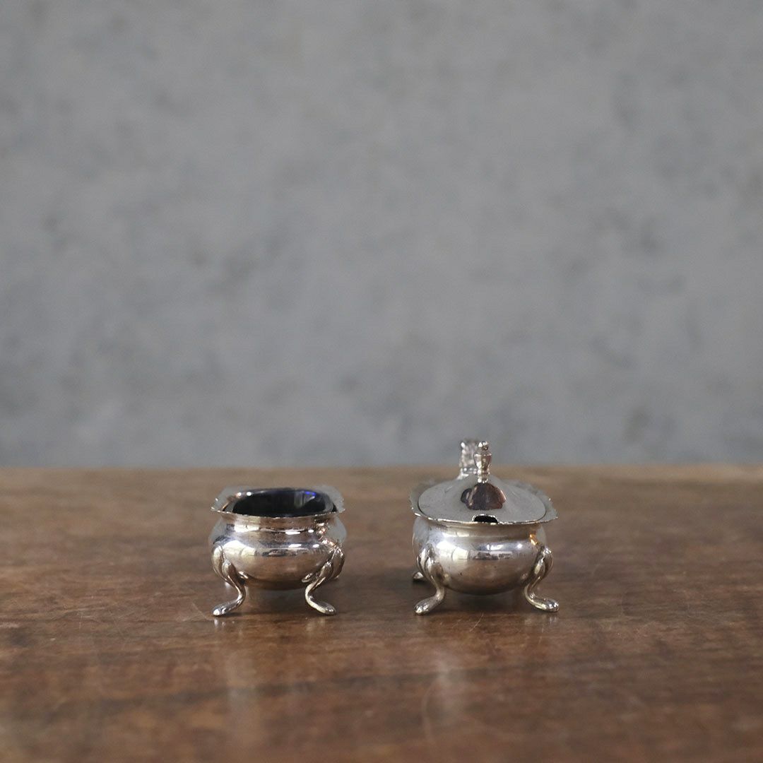 アンティーク シルバープレートスパイスボトル2点セット　イギリス製　調味料・薬味入れ1