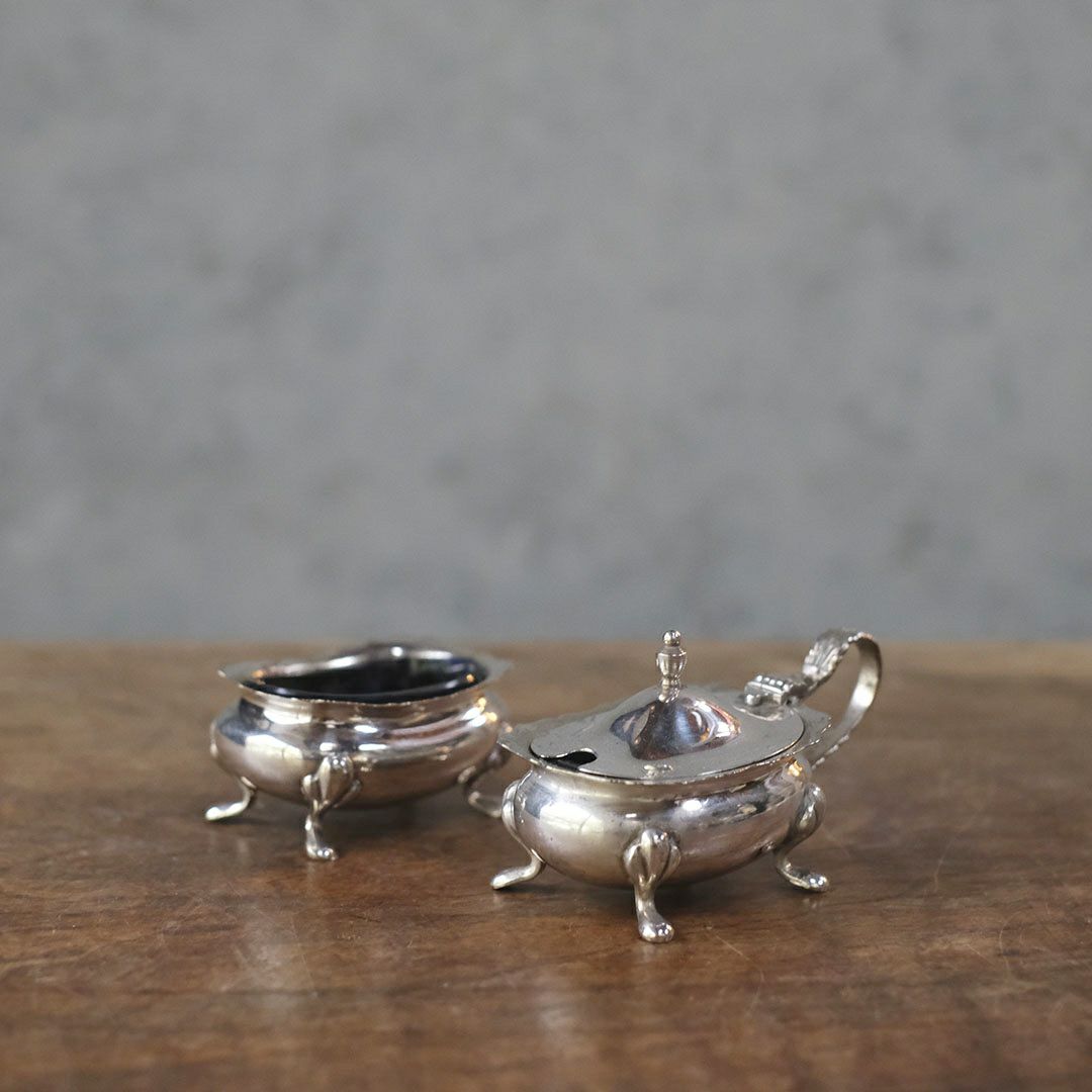 アンティーク シルバープレートスパイスボトル2点セット　イギリス製　調味料・薬味入れ3