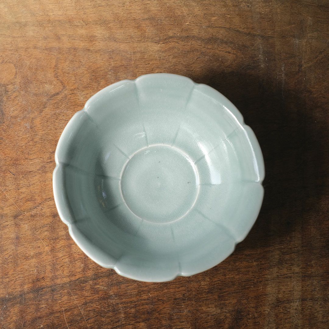 岡泰造 トルコ青釉 小鉢 瀬戸焼 和食器 フラワーリムボウル2