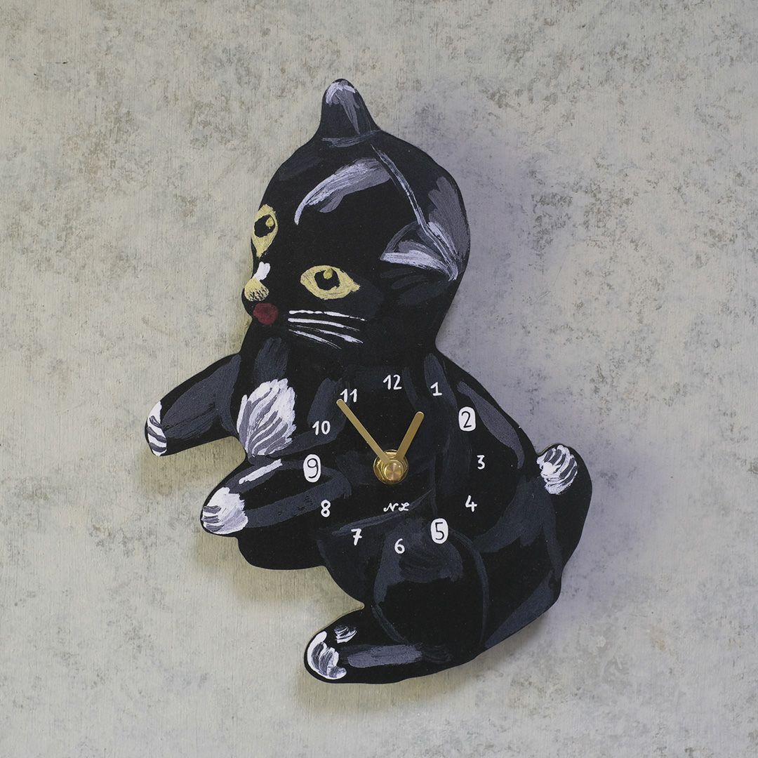 Nathalie Lete(ナタリーレテ)/ウォールクロック 遊ぶ黒猫2