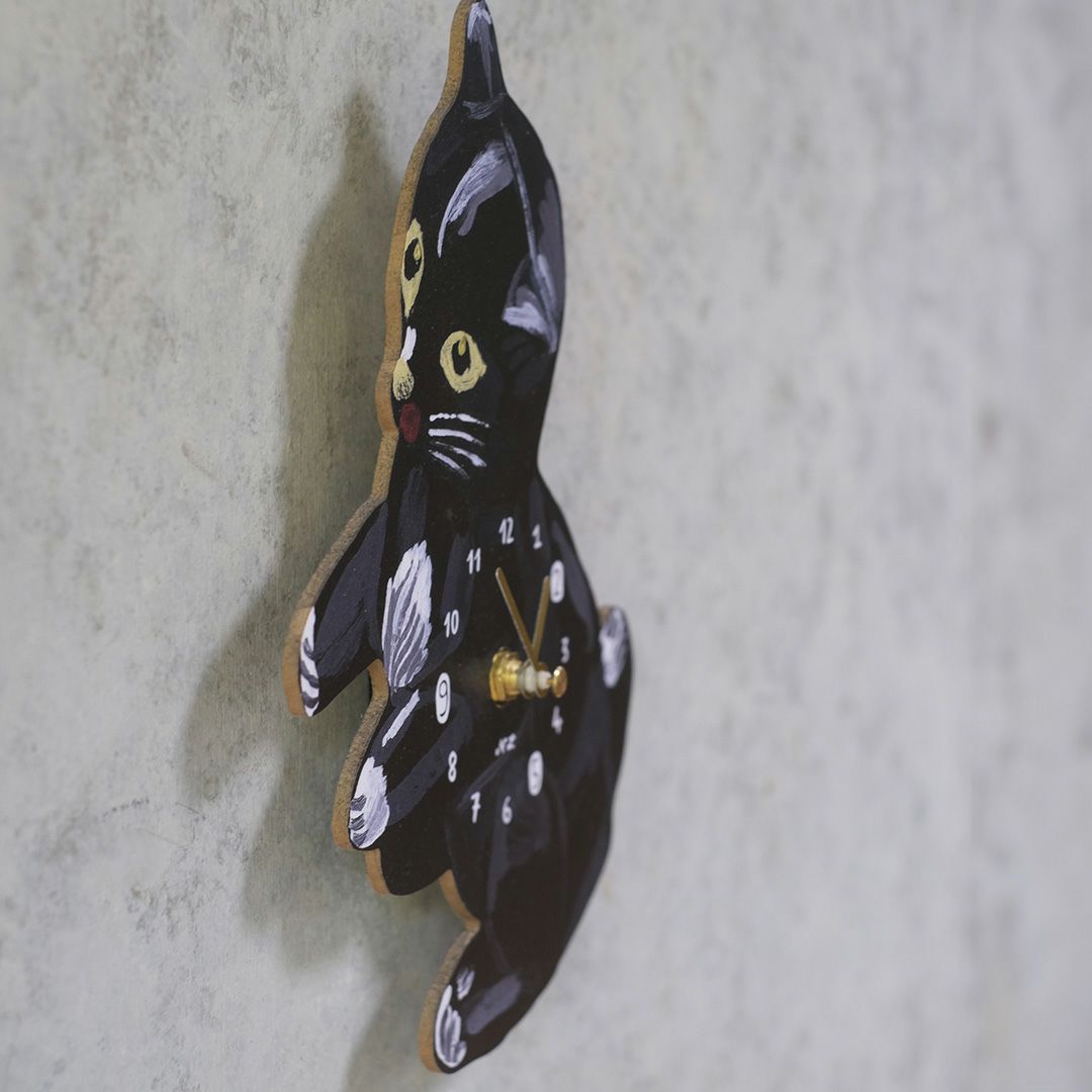 Nathalie Lete(ナタリーレテ)/ウォールクロック 遊ぶ黒猫3