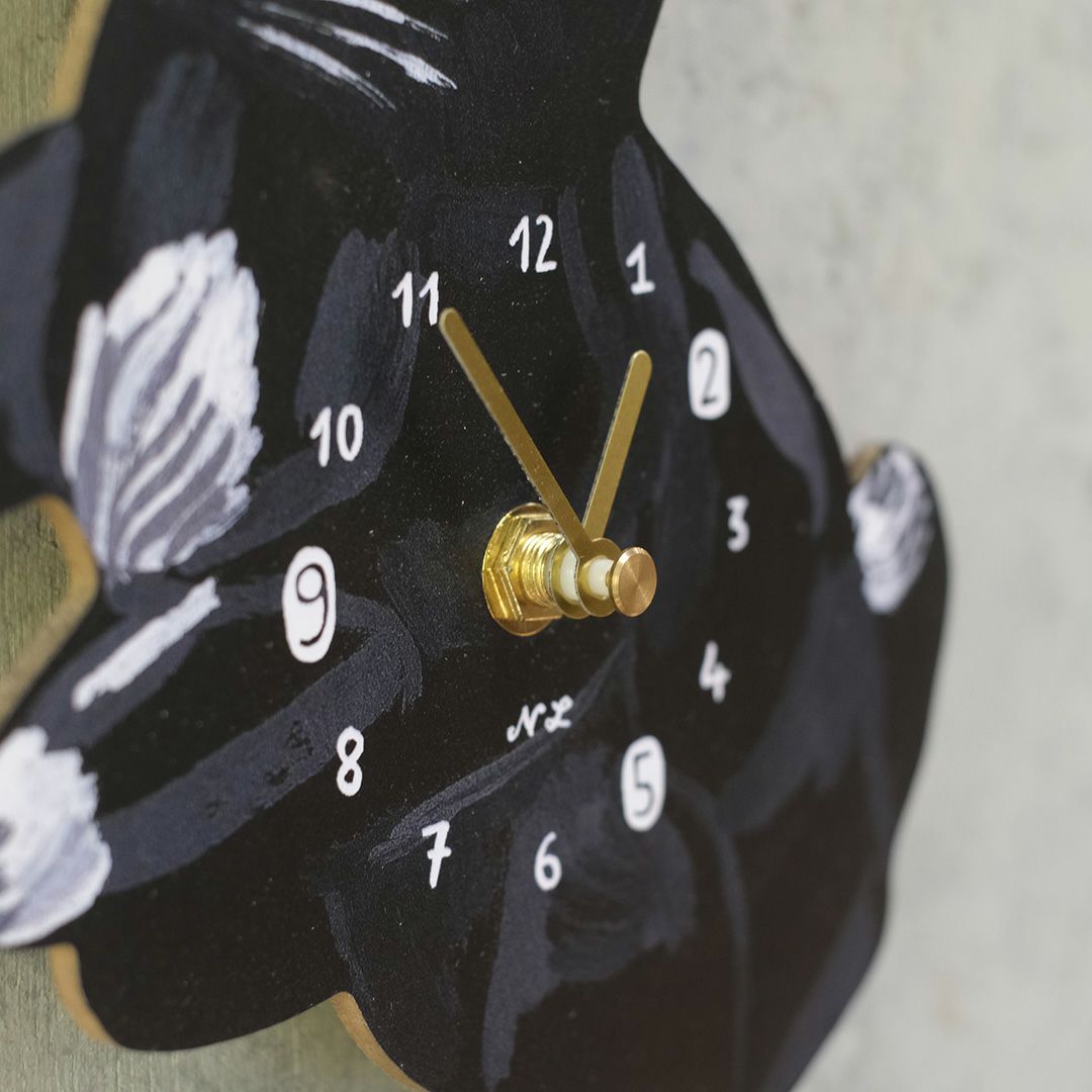 Nathalie Lete(ナタリーレテ)/ウォールクロック 遊ぶ黒猫4