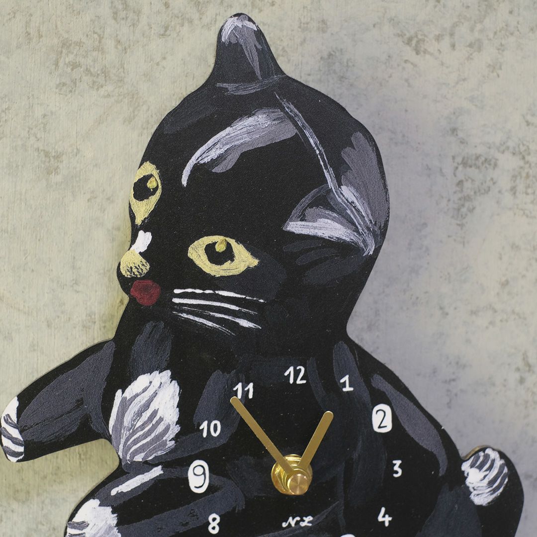 Nathalie Lete(ナタリーレテ)/ウォールクロック 遊ぶ黒猫6