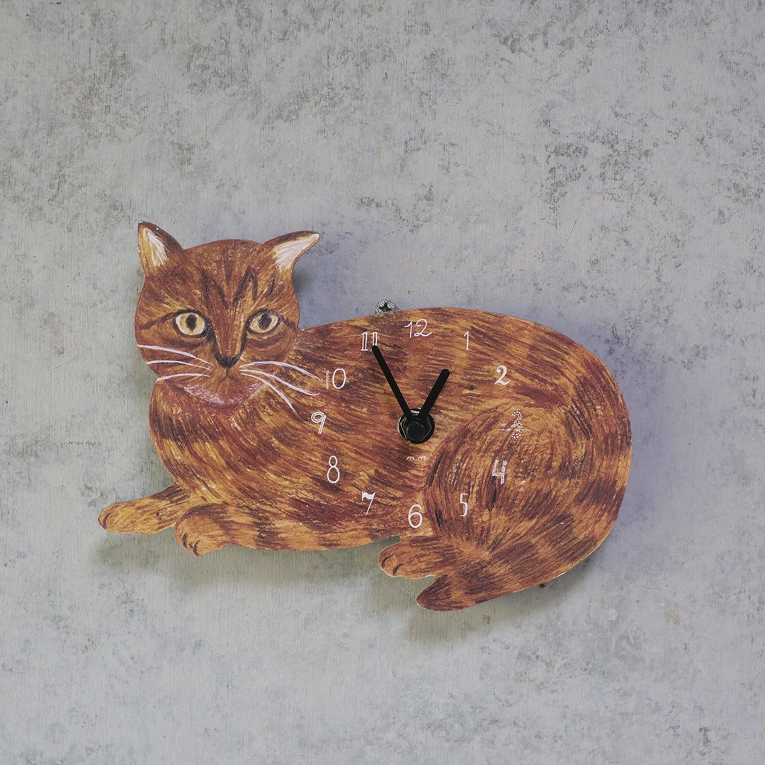 松尾ミユキ キャットクロック トラ猫 壁掛け時計1