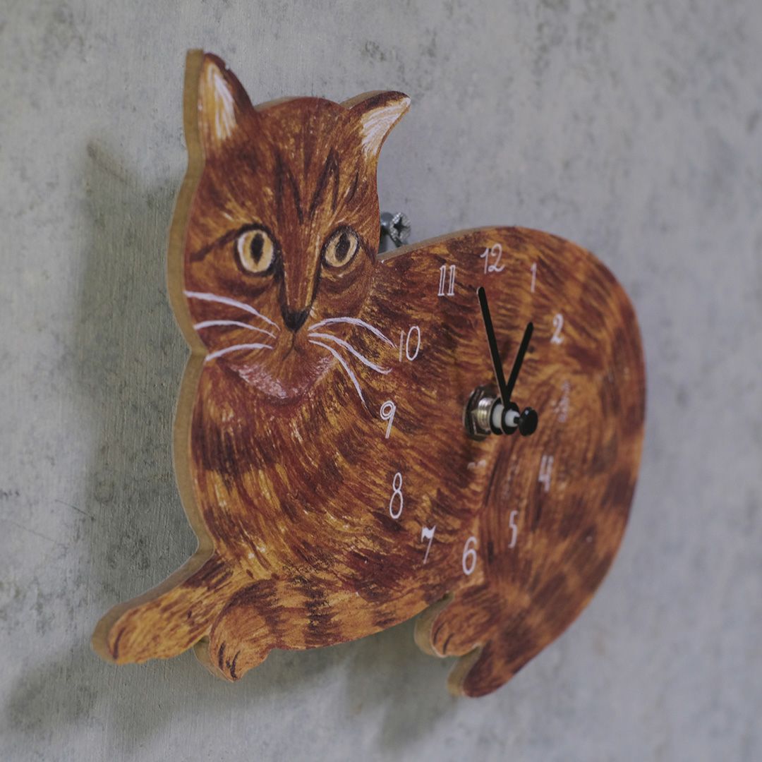 松尾ミユキ キャットクロック トラ猫 壁掛け時計2