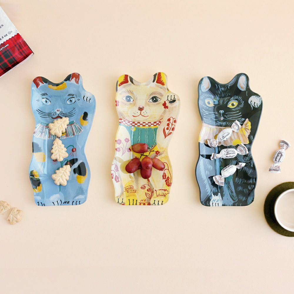 Nathalie Lete(ナタリーレテ) ガラストレイ 招き猫 ラッキーキャット 青7