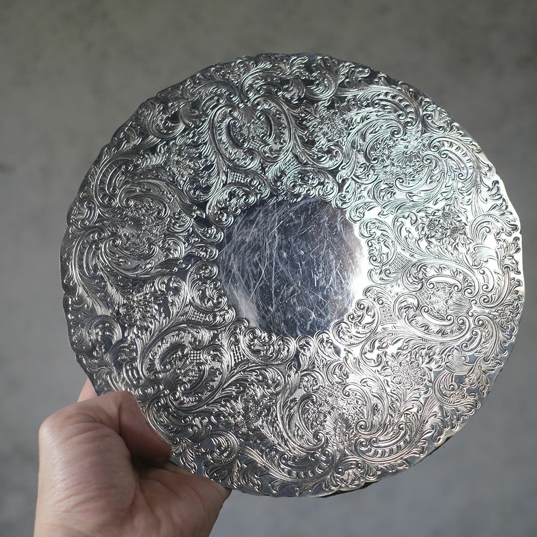 ヴィンテージマット シルバープレート ヴィクトリアン イギリス ラウンド L4