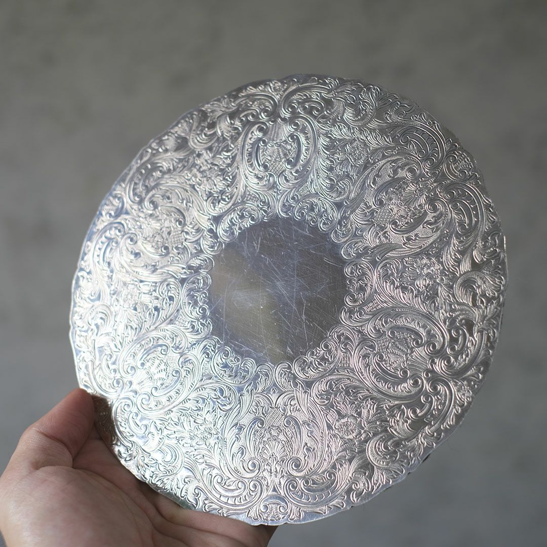 ヴィンテージマット シルバープレート ヴィクトリアン イギリス ラウンド S3