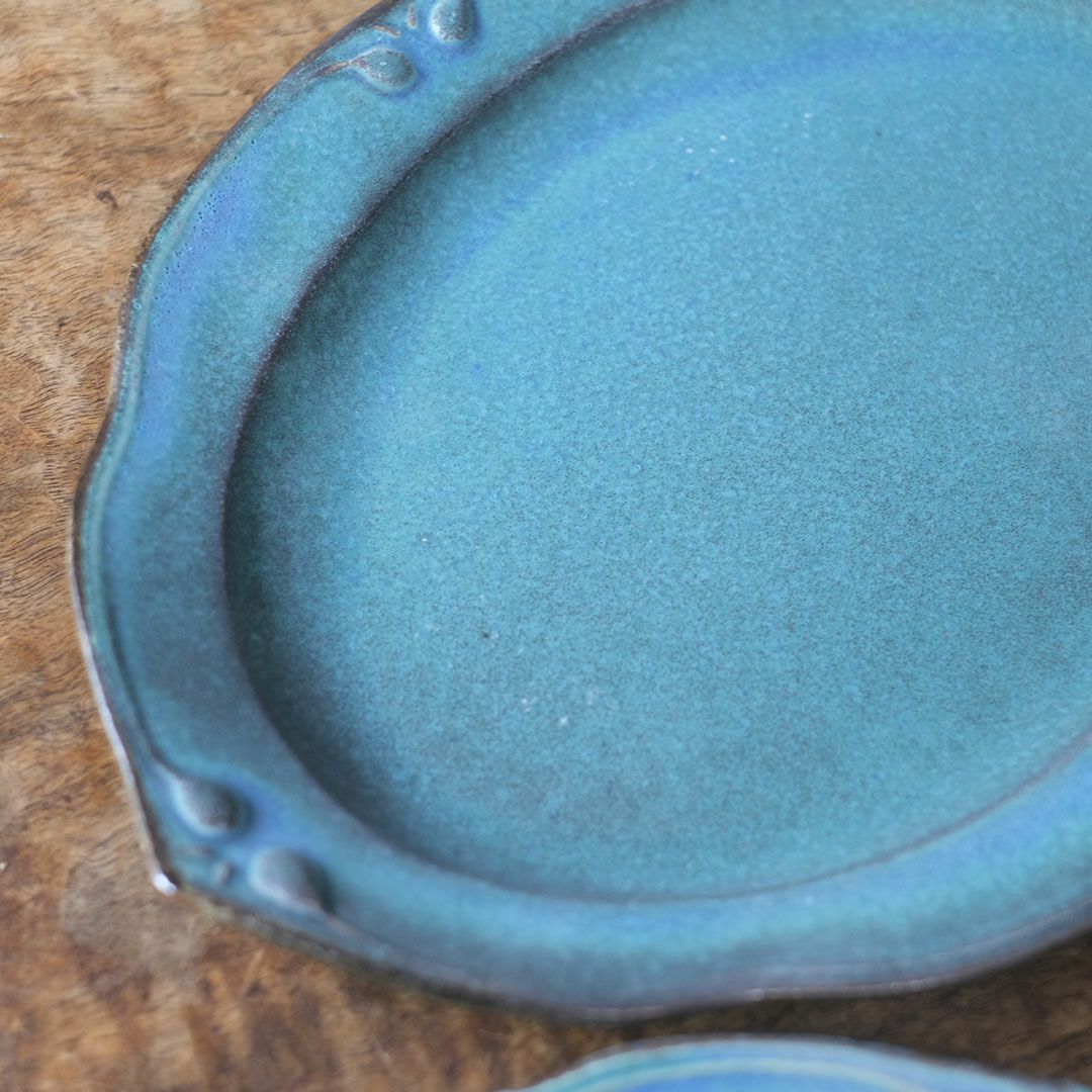 益子焼・カヌレオーバル皿L(29cm) ターコイズ 洋皿 パスタ皿 手作り わかさま陶芸 若林健吾6