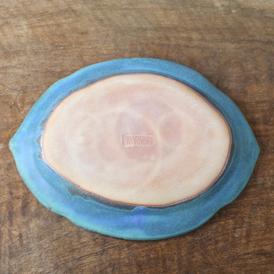益子焼・カヌレオーバル皿L(29cm) ターコイズ 洋皿 パスタ皿 手作り わかさま陶芸 若林健吾8