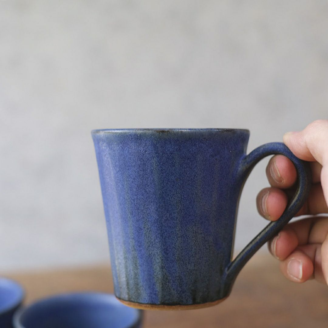 益子焼・ラピスラズリ ストレートマグ/マグカップ ディープブルー カフェ わかさま陶芸 若林健吾2
