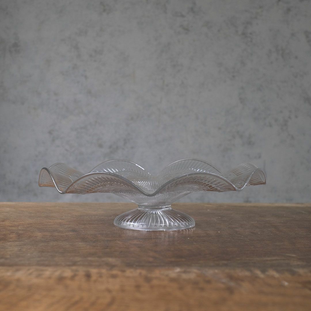 アンティークガラスコンポート フランス フルーツスタンド フリル2